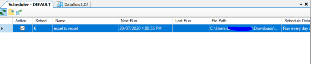 Next Run Workflow scheduling Data extraction Centerprise